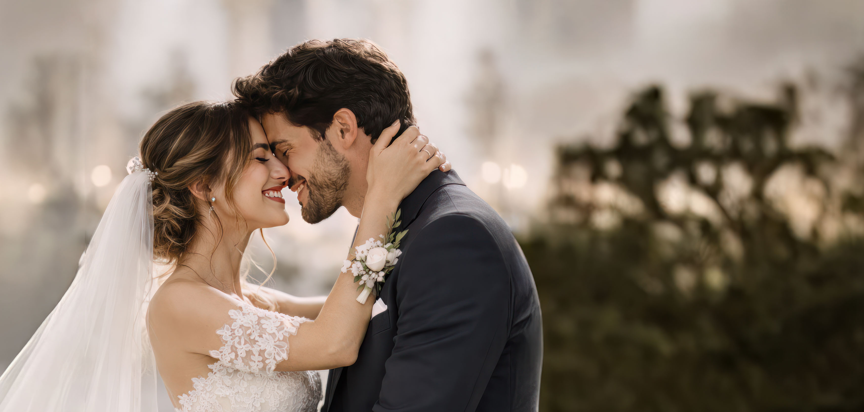 Noivos abraçados em momento espontâneo — Fotografia de casamento em Portugal por Miguel d’Avilla.